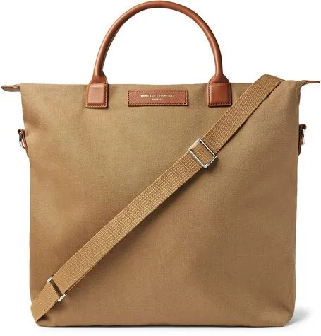 Want Les Essentiels O’Hare Leather-Trimmed Organic Cotton-Canvas Tote Bag | Brown